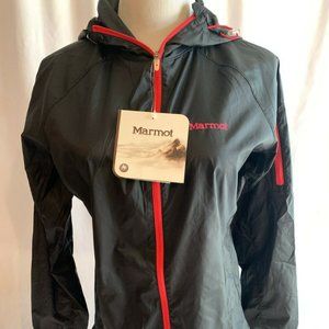 Marmot Womens Trail Wind Hoody Light Windbreaker Jacket NWT Size SMALL Black